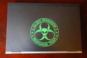 Alien decal on computer case